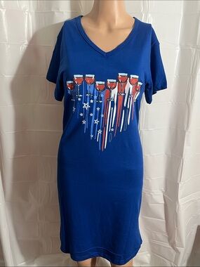 Patriotic Love To Sleep Blue Graphic V-Neck Midi Dress
